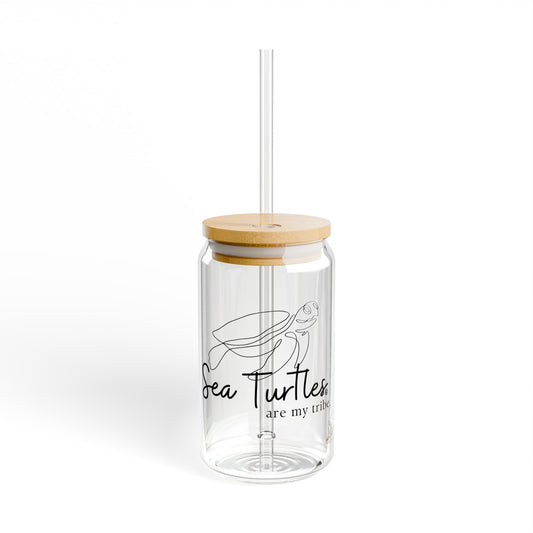 Turtles Are My Tribe Sipper Glass, 16oz