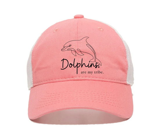 DWC Outdoor Cap FWT130-MELON-WHITE-MESH Adult Unstructured Embroidered Cap Dolphins Are My Tribe