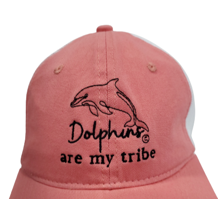 DWC Outdoor Cap FWT130-MELON-WHITE-MESH Adult Unstructured Embroidered Cap Dolphins Are My Tribe