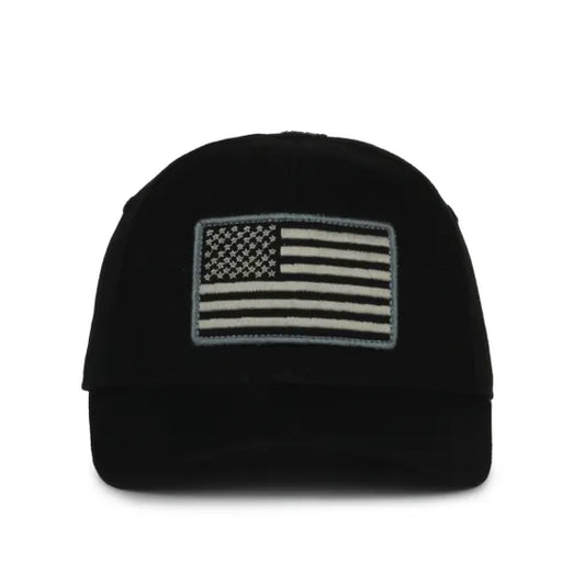 Black Structure Cap American Flag Monotone Outdoor Cap